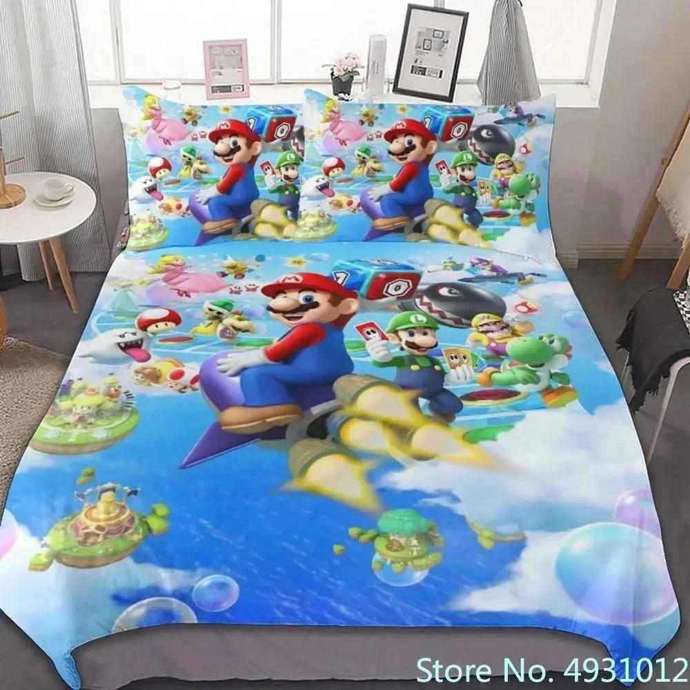 

Затишний дитячий комплект постільної білизни з аніме Super Mario Аніме 3D підковдра для дитини Дітей Підлітків Дорослого Домашній текстиль Покривало EU Double(200*200cm)3pcs