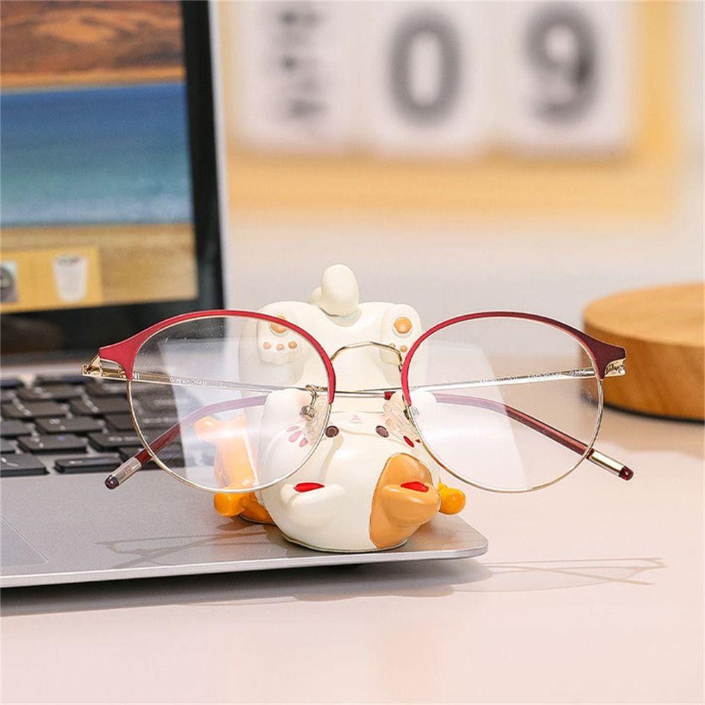 Resin Glasses Storage Holder Lying Cat Shape Desktop Ornaments Cute Phone Holder Home Decor