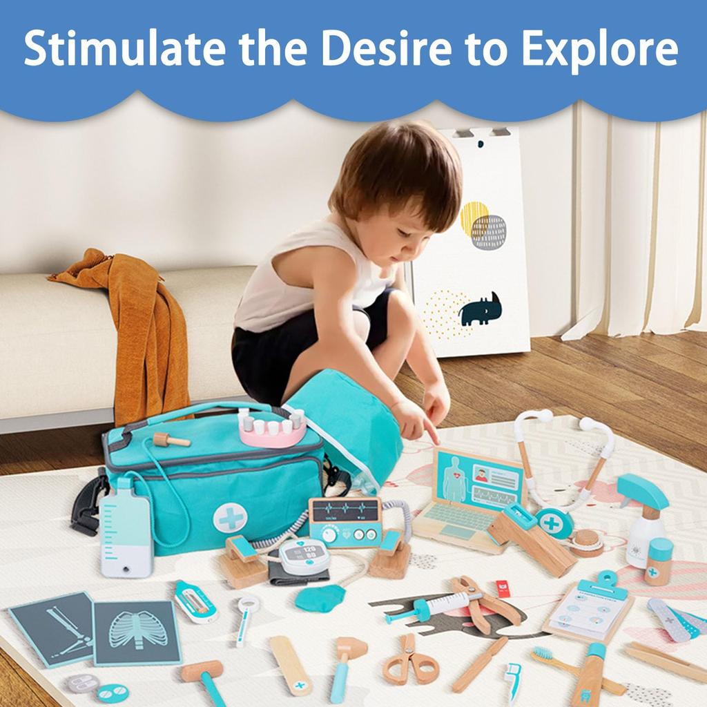 UMU Deluxe Doctor Set Toy for Ages 3 and Up - Pretend Play, Educational Toy, Doctor Set, Dentist, Medical Chart, Built-in Tools, Storage,