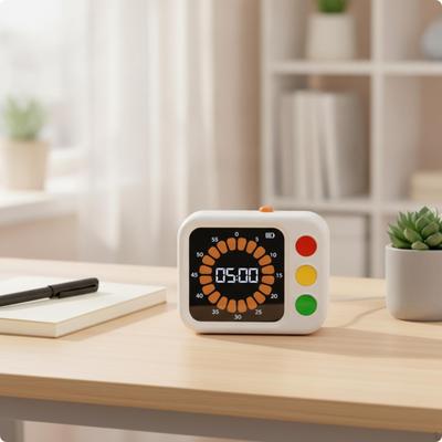 Visueller Timer mit ausklappbarem Ständer | Einstellbare Ton- und Lichtsteuerung, Digitaler Timer, für