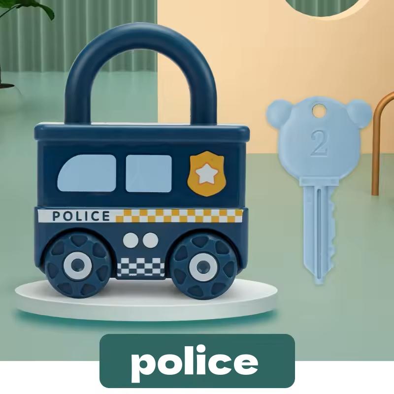 Car Shaped Puzzle Matching Lock Toy With Key For Children Educational Intellectual Development Cognition Buckle Unlocking Game