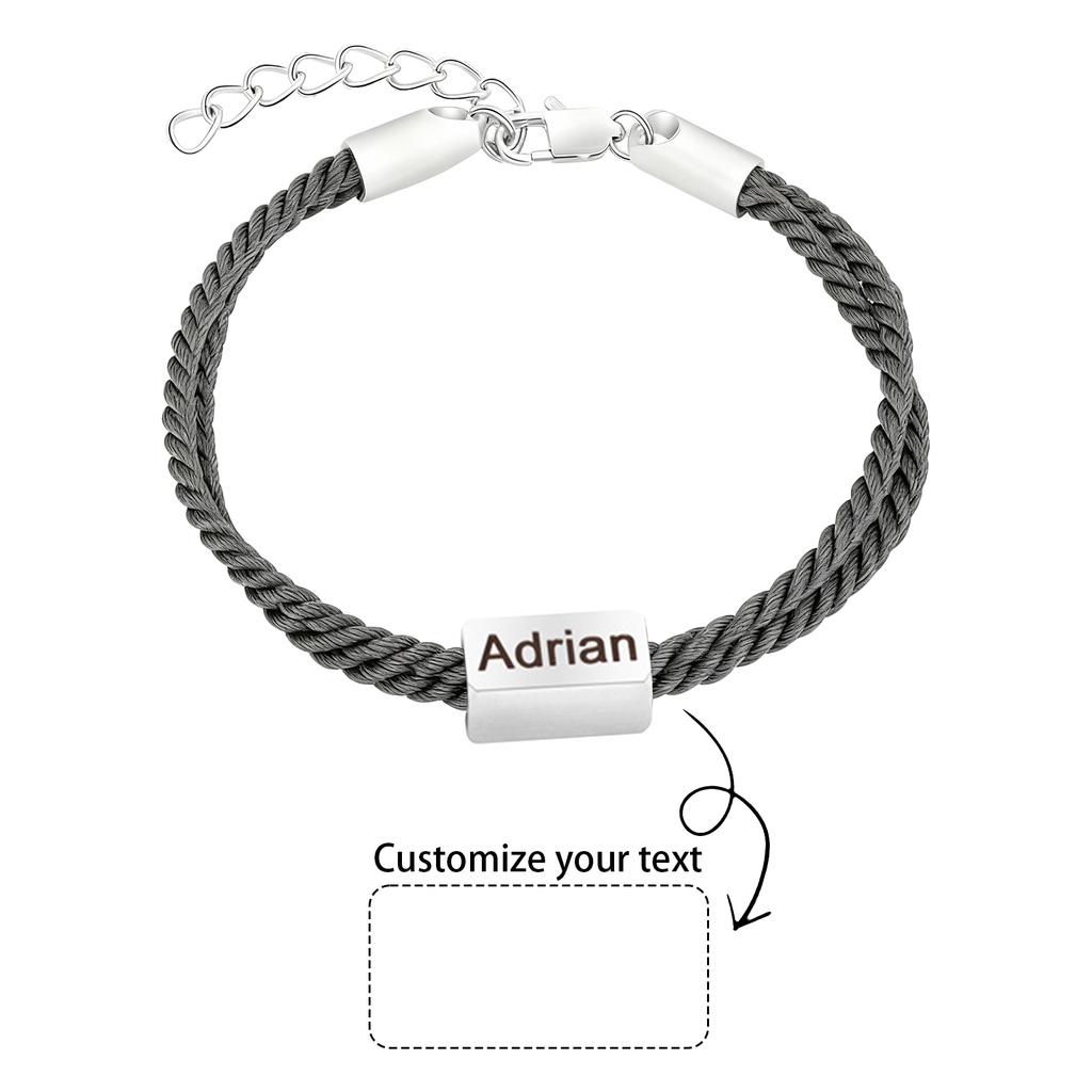 Personalized Name Stainless Steel Men's Bracelet Commemorative Engraving Handmade Boyfriend Gift Bracelet