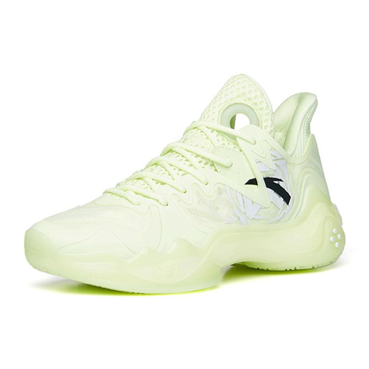 New Anta Shock Wave 4 Cushioning Anti Slip And Wear Resistant Mid Top Performance Basketball Shoes Women's Green Night 122231106-4