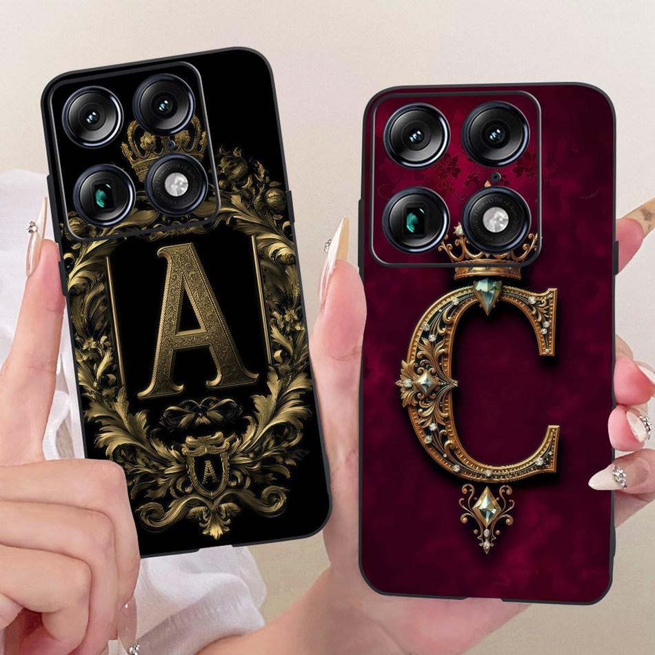 For Motorola Signature Royal Crown Initial Letter Phone Case For Motorola Signature XT2603-2 Black Silicon Soft Covers Bumpers