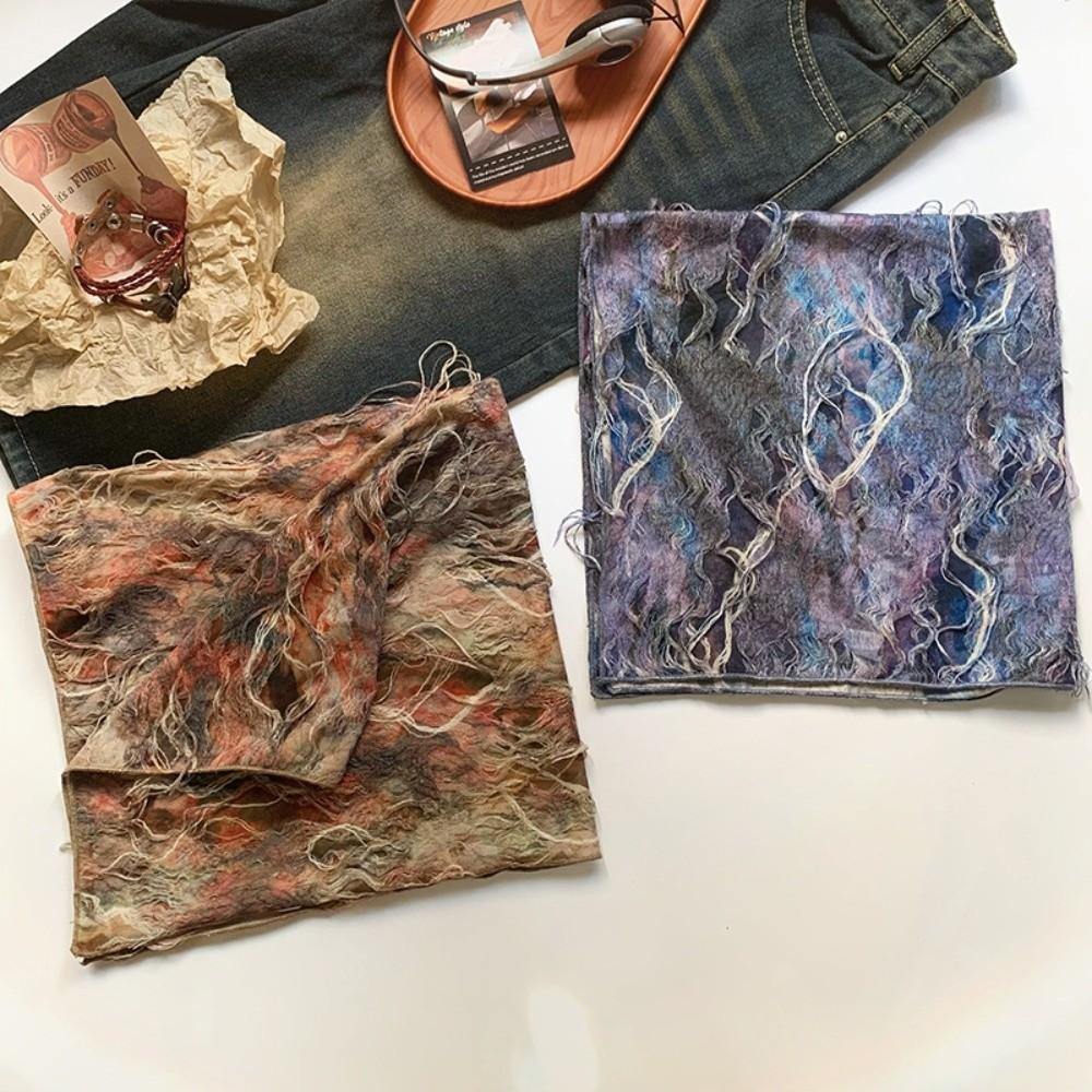 Punk Tie-dye Hair Band Y2K Distressed Ripped Tube Top Wasteland Style Hair Scarf  Streetwear