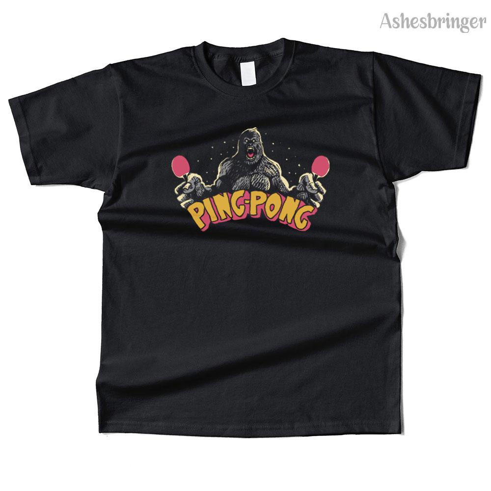 Mens Cotton Ping-Pong Kaiju Graphic Funny T Shirt Street Casual Style Tee for Men and Women