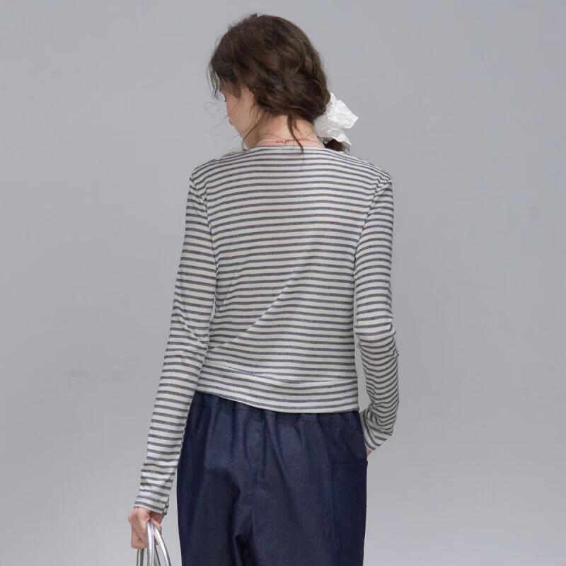 Women's French Style Striped Long-Sleeve Knit Top