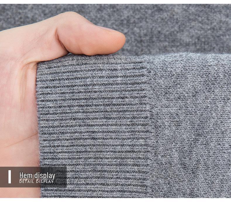 Men's 520g Semi-Worsted Wool Sweater - Autumn/Winter Thick 100% Sheepswool, Semi-High Collar, Four-Thread