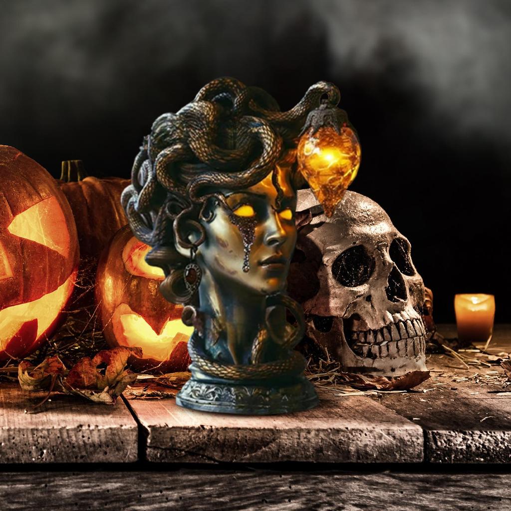 Socha busty Medúzy Mýtické monstrum Gotická pryskyřičná ozdoba, Zábavná halloweenská dekorace Halloweenské dekorace a potřeby