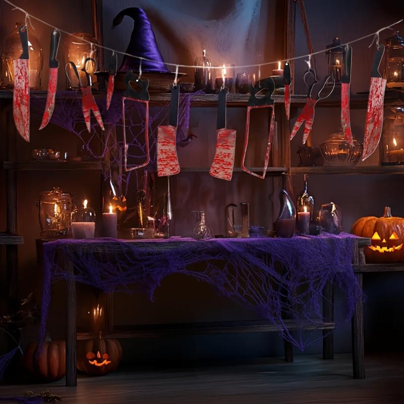 Halloweenowy Baner z Krwawym Nożem Straszna Dekoracja Wisząca Halloween Bar Klub Zombie Wampir Impreza Dekoracje Artykuły