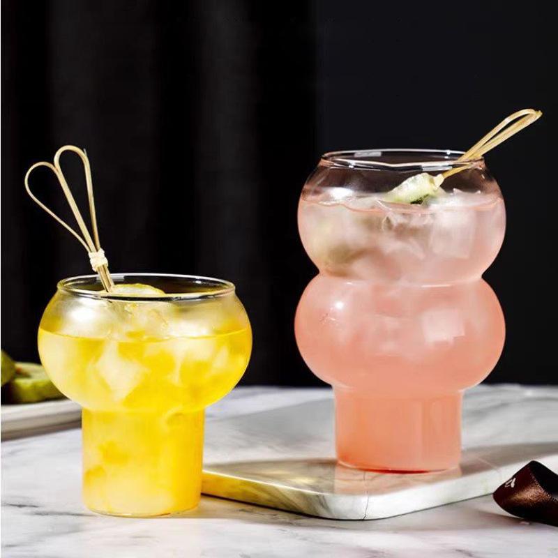 Transparante Glazen Beker Hoge Borosilicaat Hittebestendig Whiskey Wijn Yoghurt Dessert Beker Huisbar Drinkgerei Kalebasvorm Waterbeker
