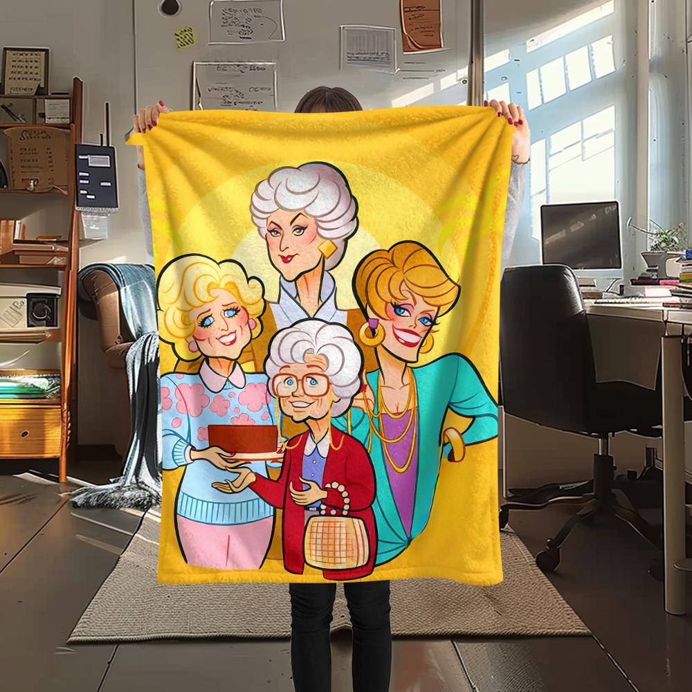 1PC The Golden Print Flannel Blanket, High quality All Seasons, Home Decor, Warmth and Comfort, Perfect for Christmas Gifts