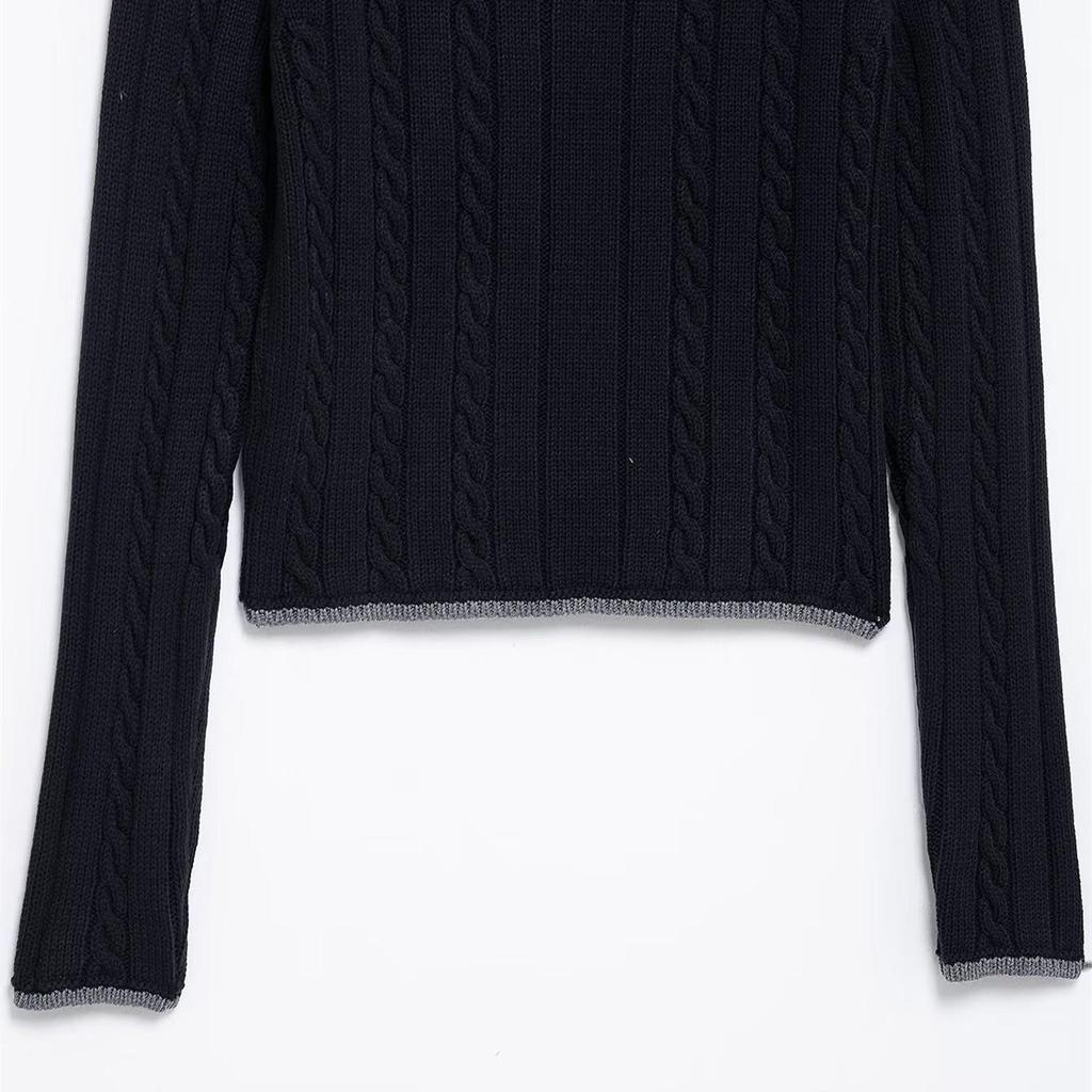 Spring 2025 Women's Slim POLO Collar Long-Sleeve Knitted Sweater