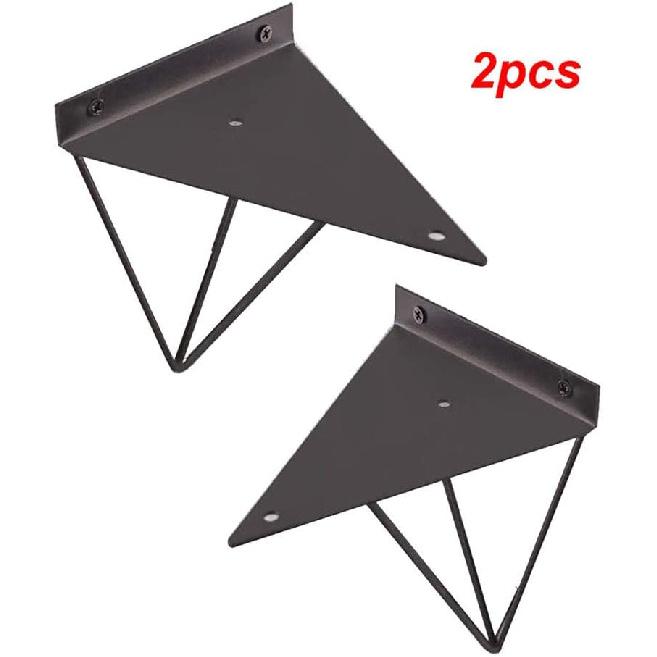 2X Iron Wall Brackets for Shelves, DIY Triangle Shelf Bracket for Open Shelving, Unique mid Century Hairpin Leg Design