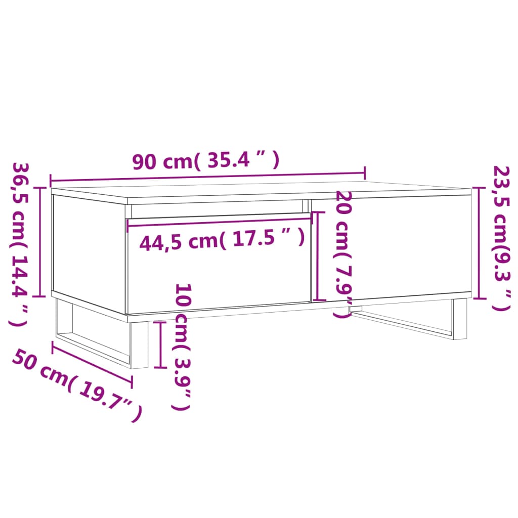 Coffee Table Sonoma Oak 90x50x36.5 cm Particleboard