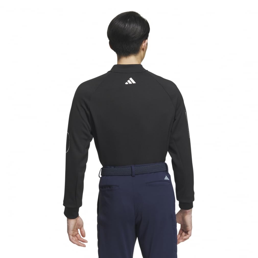 Adidas Golf Golf Polo Shirt Wording Graphic Mock Neck Long Sleeve Shirt Black Men's