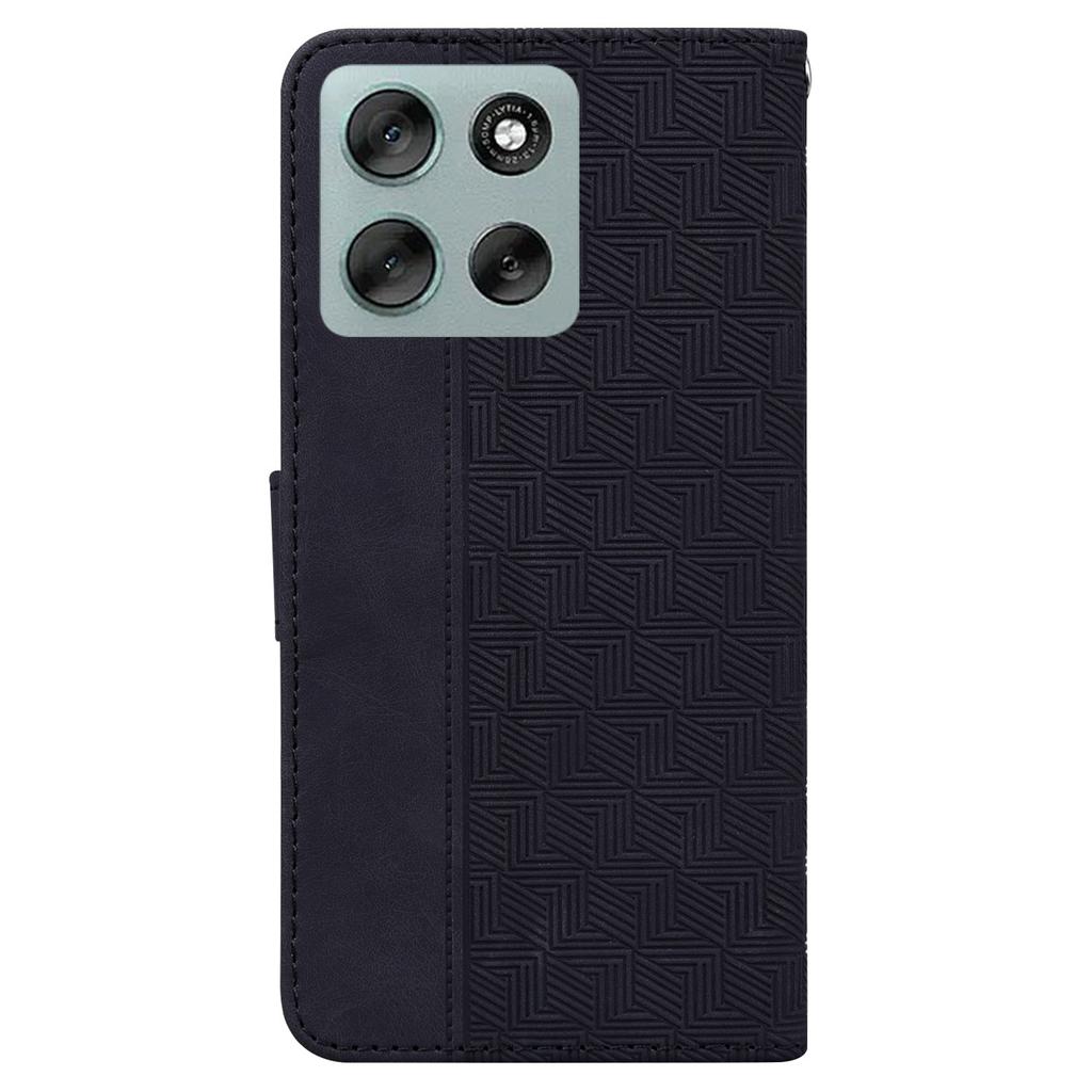 For Motorola Moto G56 5G Case Geometry Pattern Leather Wallet Phone Cover with Wrist Strap
