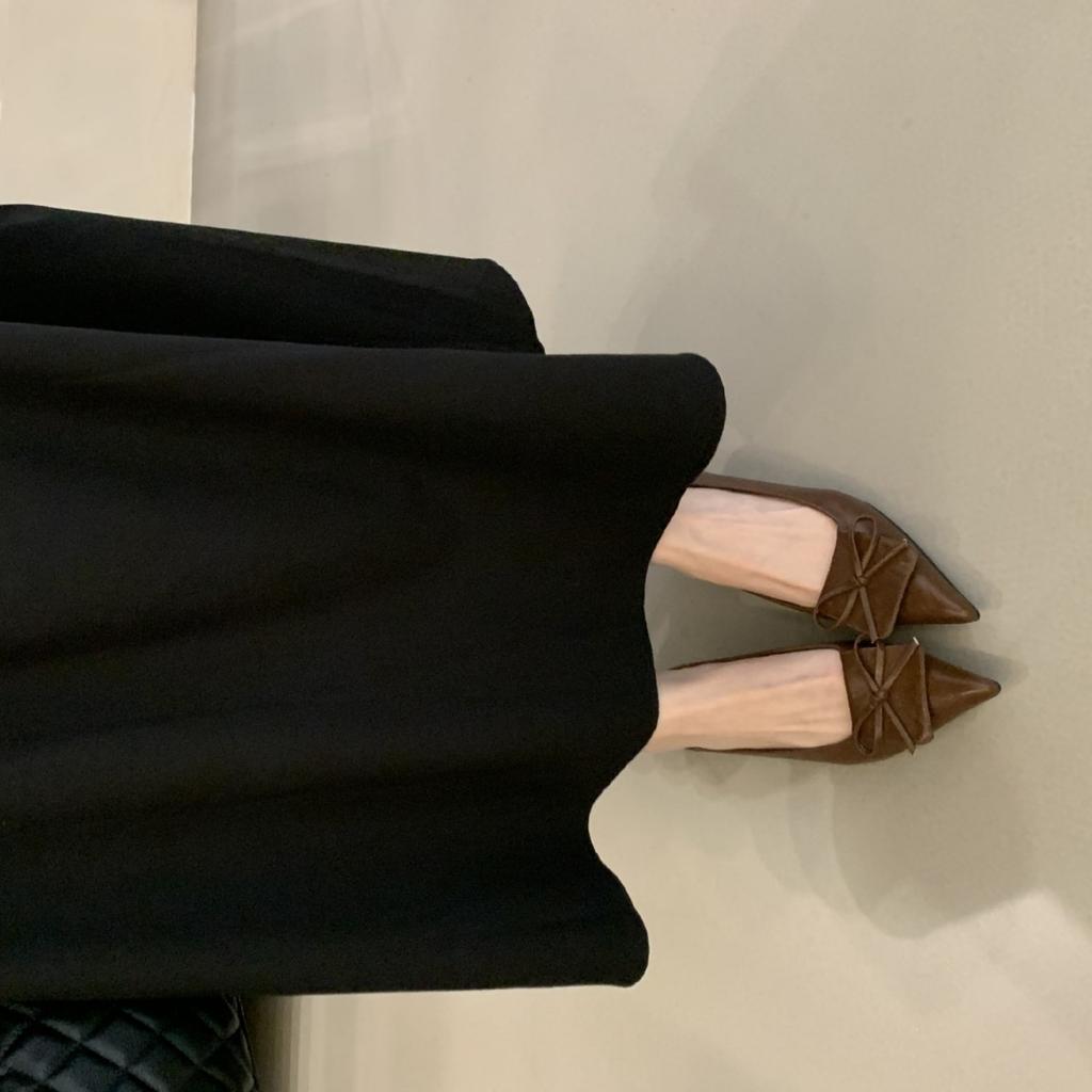 2025 new autumn fashion bow with thin heel, light mouth soft sole, versatile commuter work women's shoes