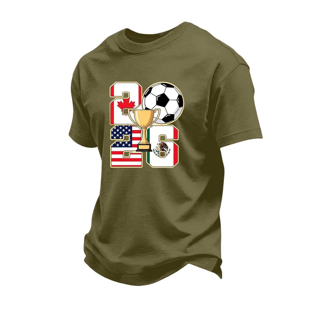 Men's Basic Crew Neck Short Sleeve T Shirt Loose Fit Casual Summer Top Soccer Themed Graphic Print Comfortable Fabric