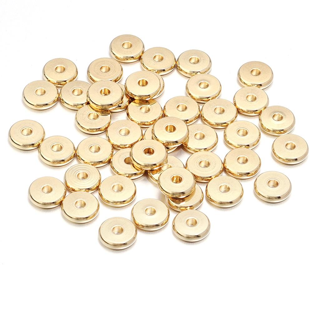 20-50pcs Flat Round 304 Stainless Steel Beads for Jewelry Making Loose Spacer Beads DIY Bracelet Necklace Wholesale
