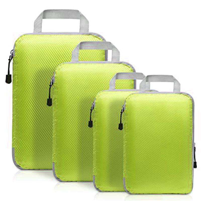 Four-Piece Compression Travel Storage Bag Set for Clothes, Toiletries, Digital Gear, and More