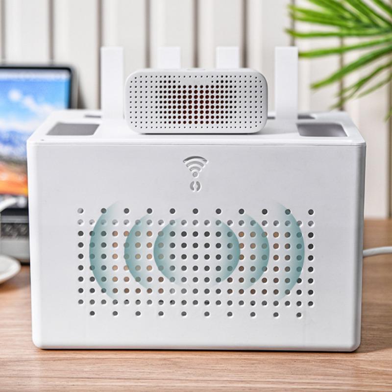 Double-layer Wifi Router Storage Box Desktop Socket Wire Organizer Box TV Set Top Rack Power Strip Hidden Finishing Box