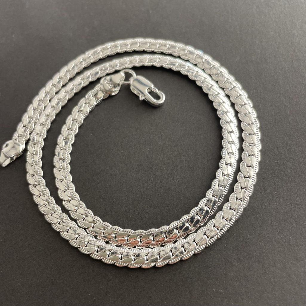 16-24 Zoll 5MM Volle seitliche Halskette/Armband, Silber & Gold plattierter europäisch-amerikanischer Schmuck