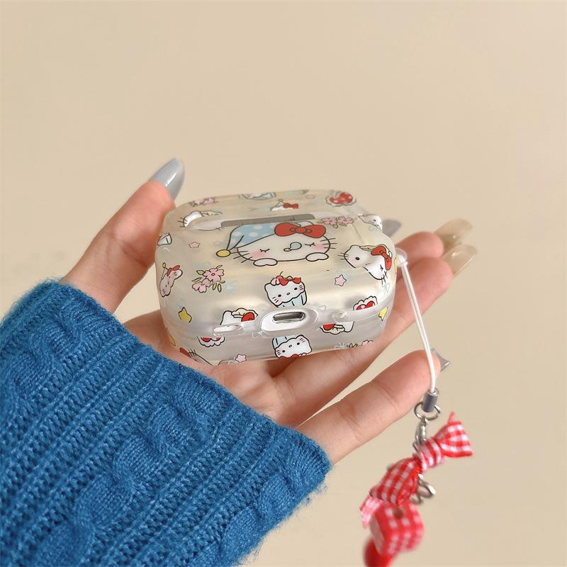 Sleepy KT cat applies to airpods4 protective case Apple Bluetooth wireless 2/3 generation pro2 earphone cover cute woman