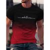 Gradient Letters Crew Neck Short Sleeve Alphabet Print T-Shirt Casual Weekend Wear for Men and Teens Vacation Resorts Spring/Summer/Fall