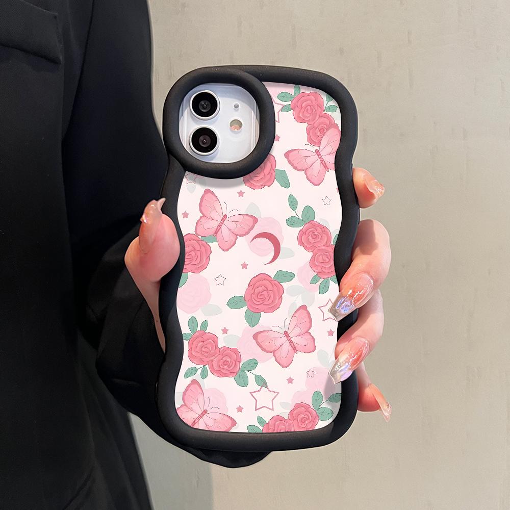 Painted Pattern Big Wave Edge Soft Silicone Material Macaron Phone Case Shockproof Protective Rubber Casing for iPhone Huawei Honor Infinix Tecno