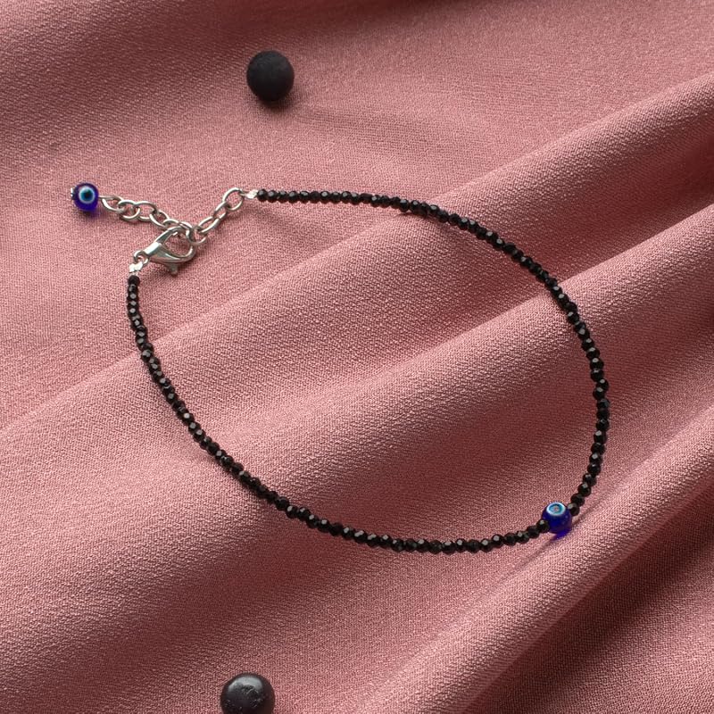 Astrotalk Evil Eye Anklet for Woman with Black Tourmaline | Stone of Protection, Balance & Positivity | Spiritual Anklet