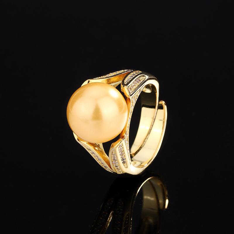 

Jewelry Copper Platinum Plated Row Ring Pearl Temperament Simple Women S Ring 14Mm