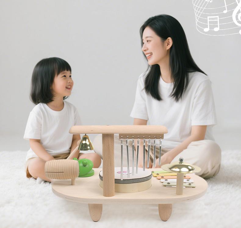 Children Drum Kit Wooden Musical Instruments ideal for Toddlers Infant Preschool Learning Musical Playthings Montessori Style Playthings ideal for