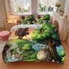 Studio Ghibli Fantasy World Print 3Pcs Bedding Set,Duvet Cover with 2 Bedro,Pillowcase Home Birthday Gift