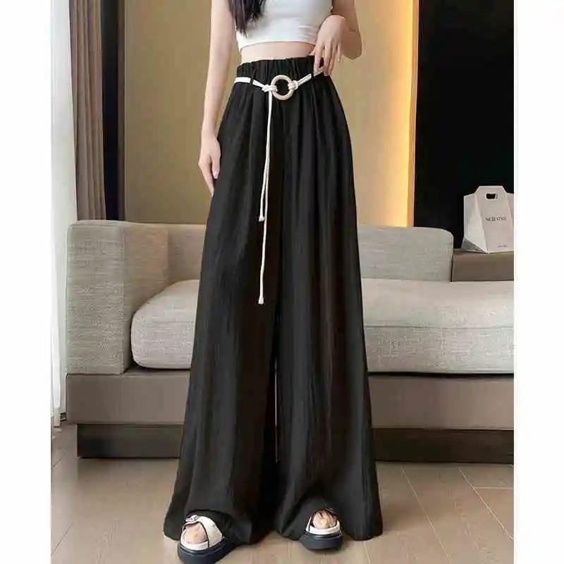 Large Size Wide-leg Pants Versatile Women's 2026 Spring and Summer Thin High Waist Drape Loose and Thin Lazy Style Casual.