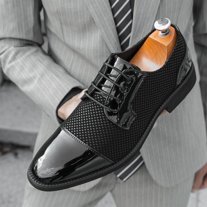 

Модный бренд высокого класса Мужские туфли из блестящей кожи Роскошные офисные деловые формальные туфли Массажная подошва Удобные мужские туфли для вождения 46 чёрный