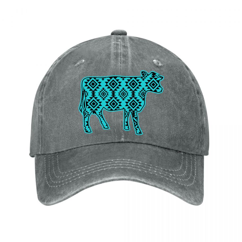 Geometric Aztec Cow Vinyl Wall Decor Washed Baseball Cap Outdoor For Womens Unisex FeUnisex
