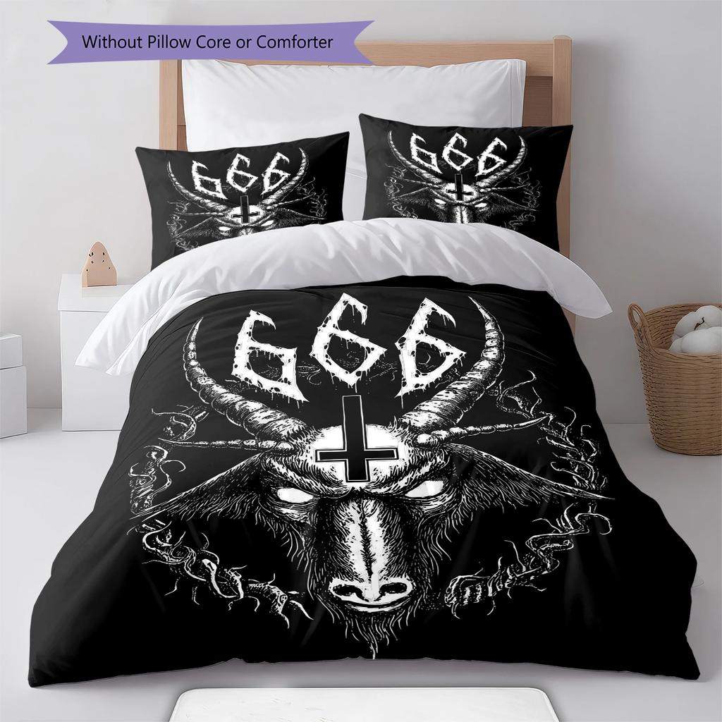 Baphomet Pattern Bedding,Quilt Set Quilt Cover Pillowcase Home Birthday Gift (1 * Duvet Cover + 2 * Pillowcase, Without Core)