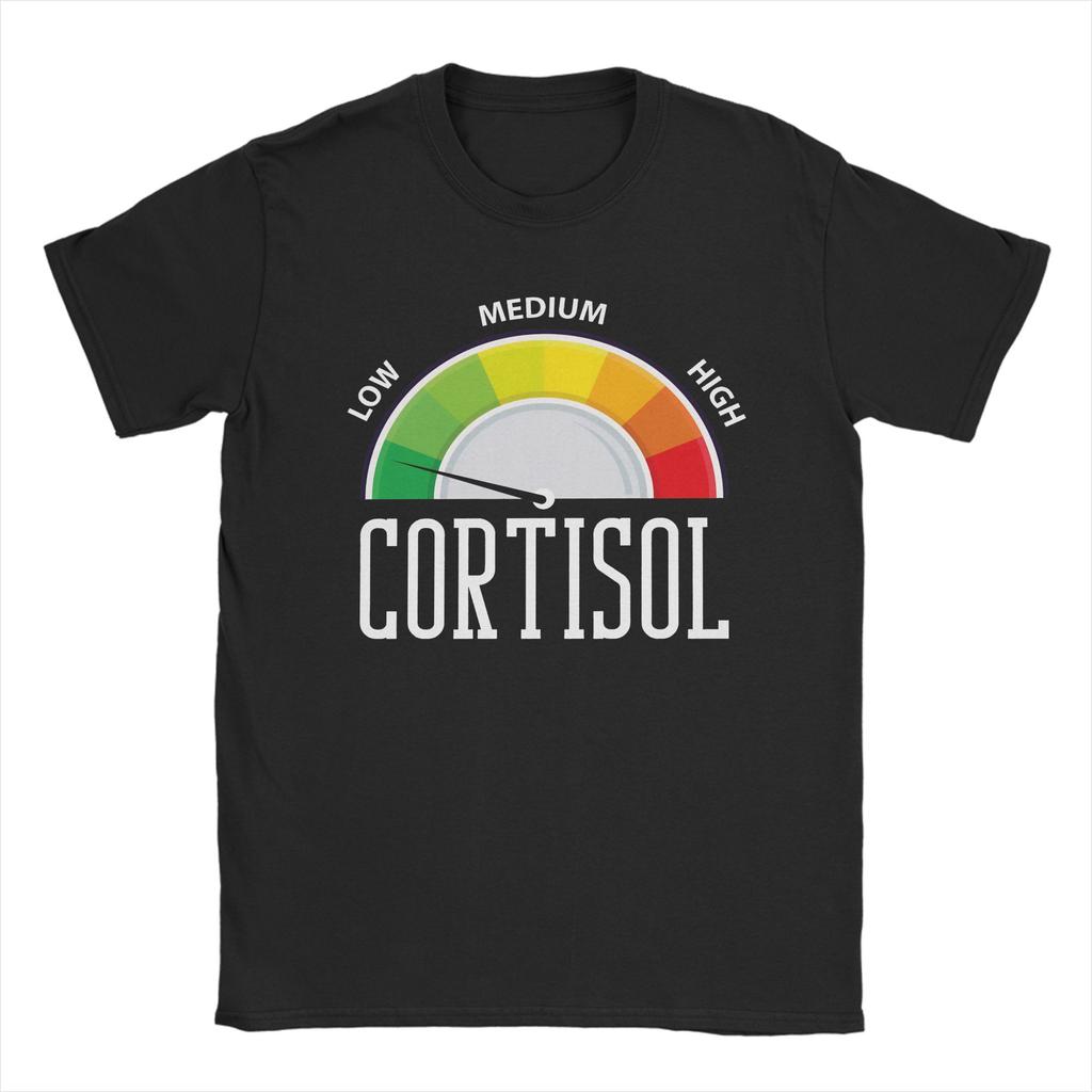 Unisex Unisex T-Shirt Lustiges Meme Niedrige Cortisolwerte Vintage Reine Baumwolle T-Shirts Kurzarm T-Shirts Rundhals Kleidung Party
