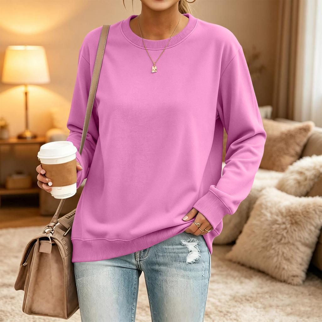 Women's Loose Fit Neck Long Sleeve Sweatshirt Pullover Casual Top