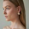 Designer Triple Ridge Medium Stud Earrings 18K Gold Plated Luxury Aesthetics Shiny Zircon  Statement Earring Party Jewelry Gift