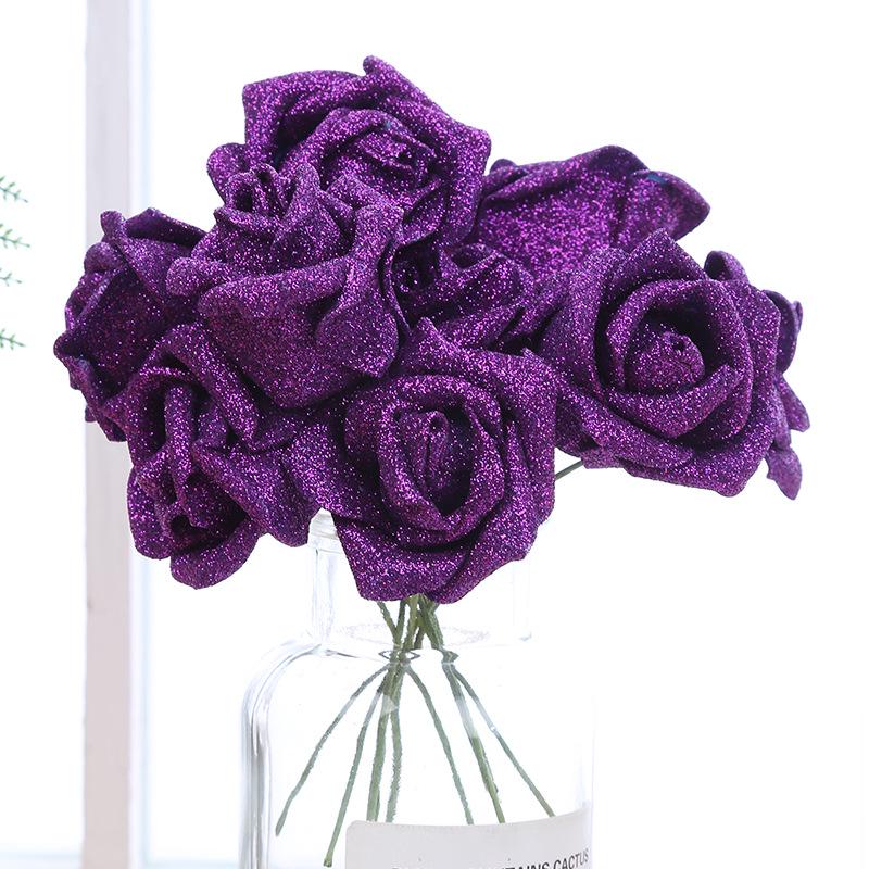 PE Gold Powder Artificial Roses for DIY Bouquets - Valentine's Day, Weddings, Flower Shops