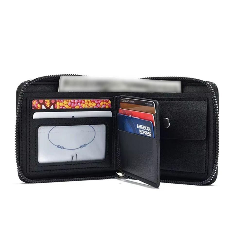 Pu Leather Men's Business Wallets Black Short Billfold Purse Fashion Men's Fold Wallets  Gift