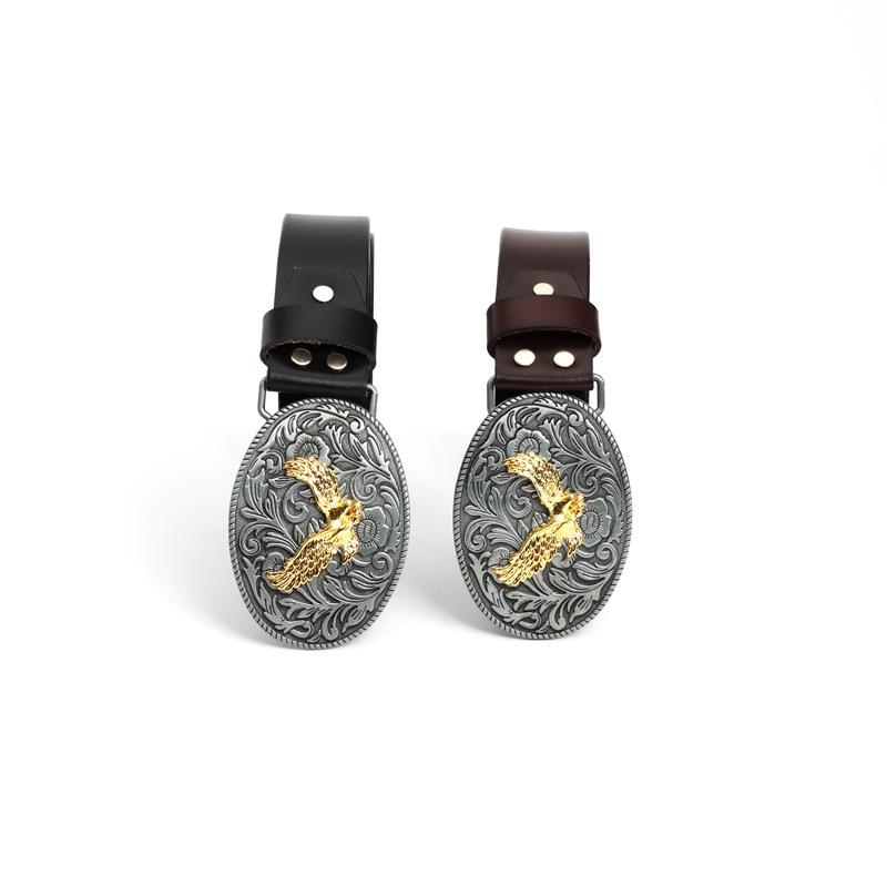 Eagle Pattern Unisex Cowboy Cowhide Belt