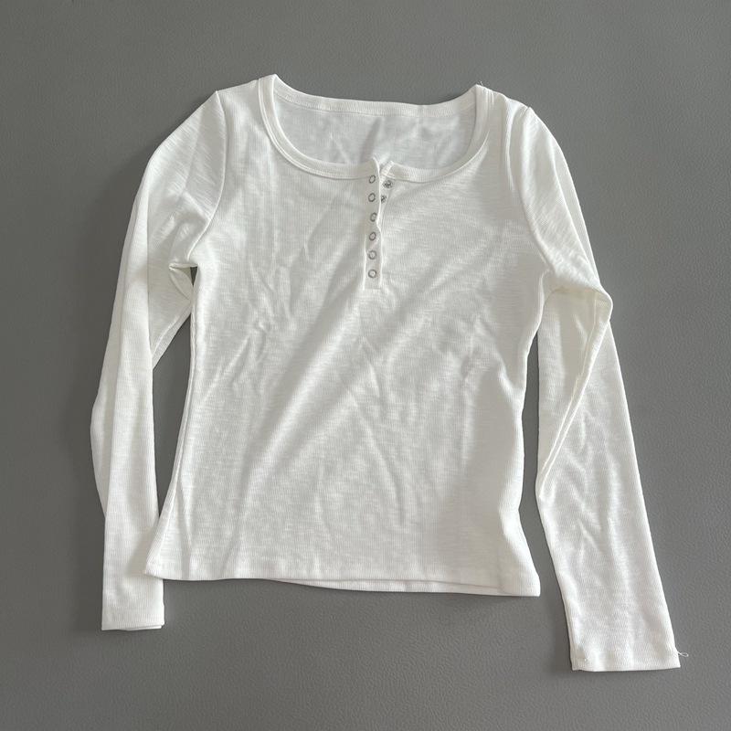 Sonbahar için Şık ve Rahat Çizgili Yuvarlak Yaka Uzun Kollu Kadın Tişörtü