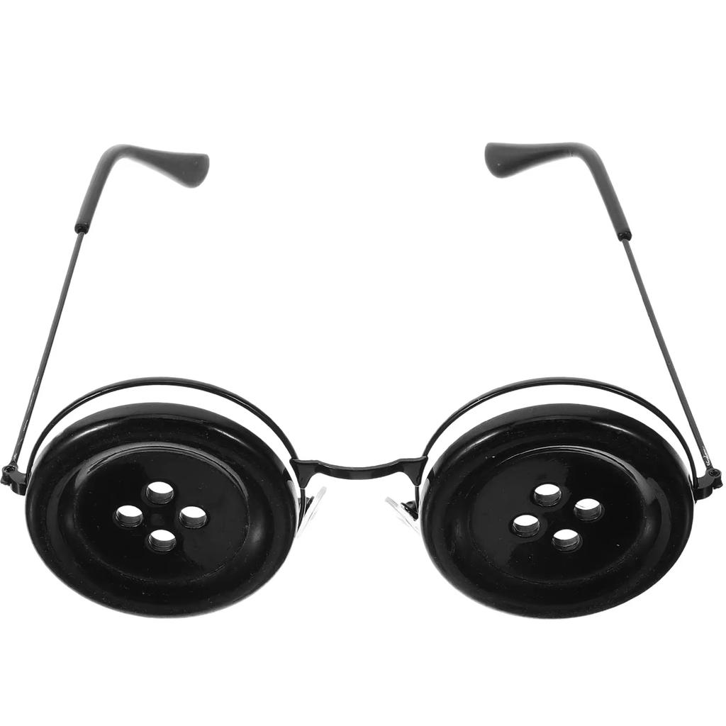 Horror Button Eyes Cosplay Glasses Props Coraline Button Glasses Party Glasses Necklace Hairpin Set Fairy Tale Halloween party