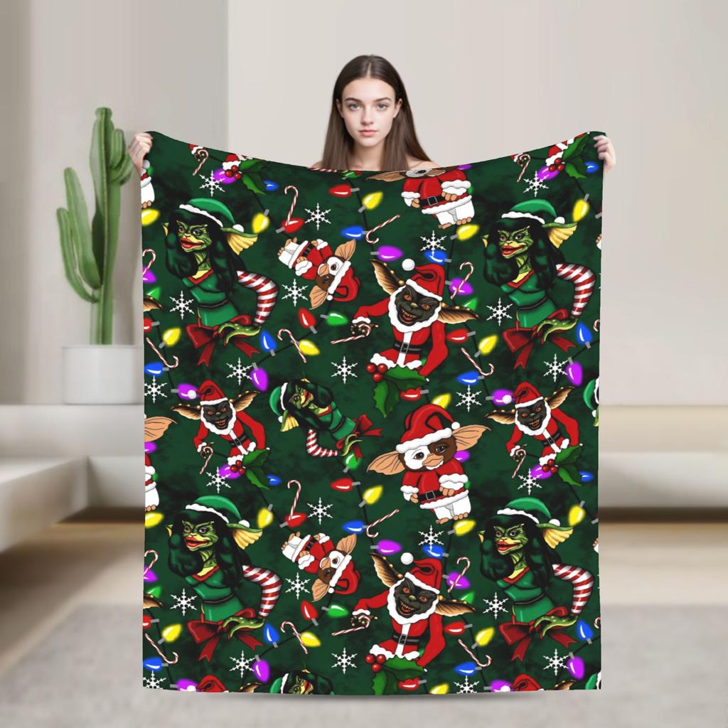 Christmas Horror Movie   Warm Blankets G-Gremlins Gizmo Camping Plush Bedding Throws Home Decor Flannel Bedspread Sofa Bed Cover