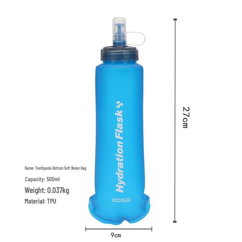 

Portable Outdoor Sports Water Bag with Soft Bottom for Travel, Mountaineering, Fitness, and Cycling. 500ml