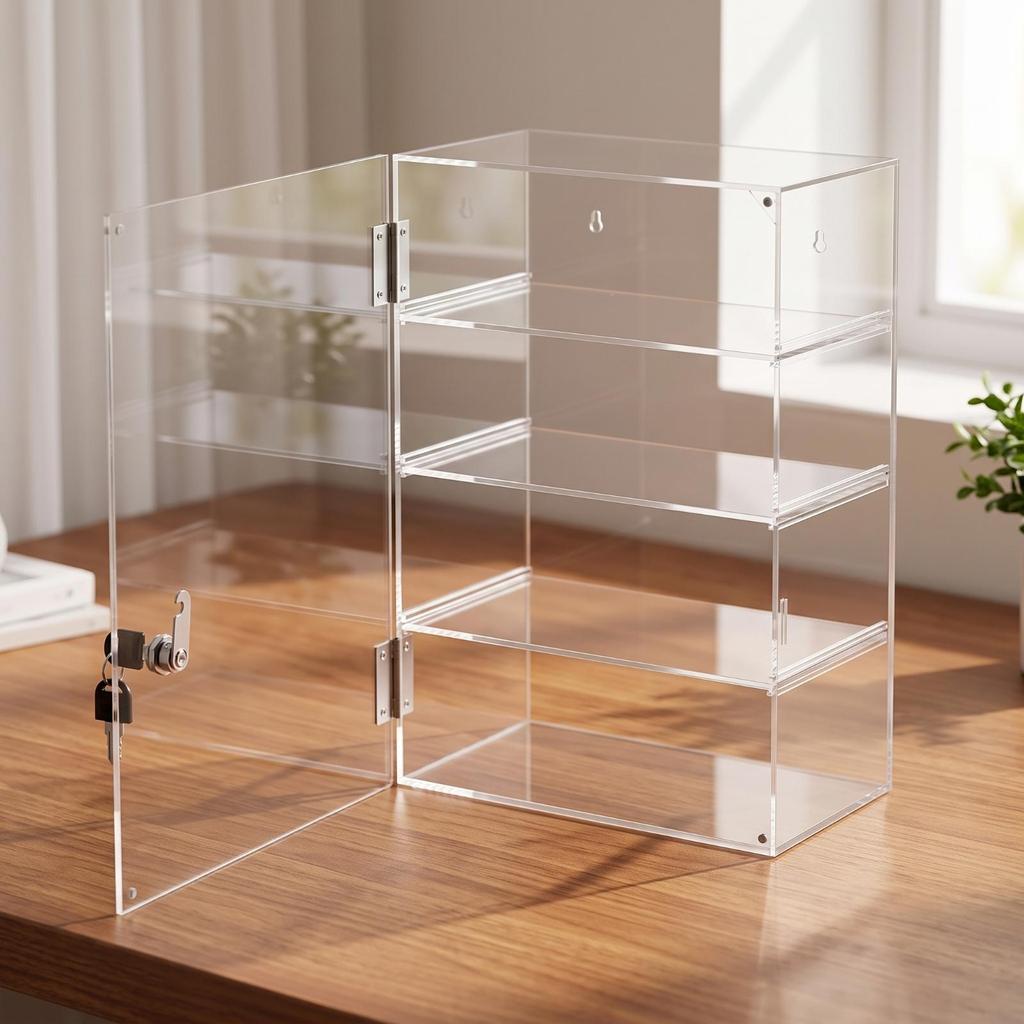Acrylic Display Case Transparent Cabinet Clear with Removable Shelves for