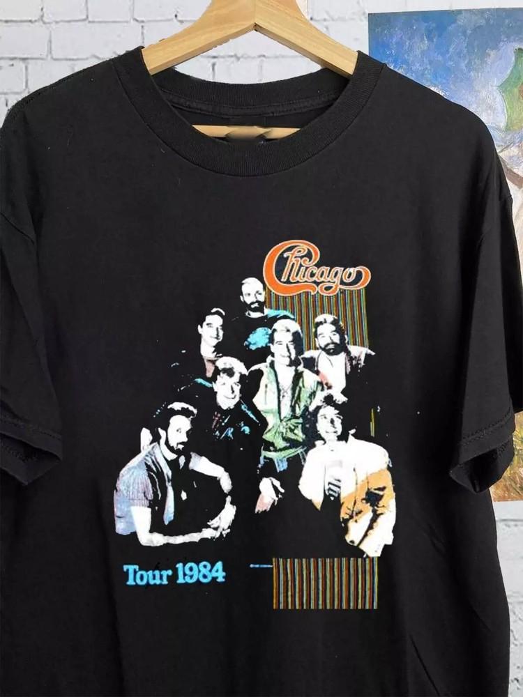 1984 Chicago the Band Concert Tour Gift For Fan Black All Size T-Shirt Unisex T-Shirt XL